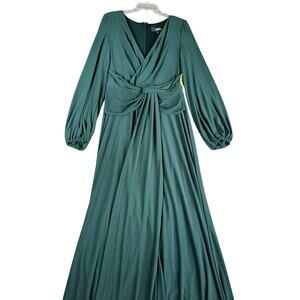 BA Nites Dress Womens 12 Green Maxi Formal Wedding Wrap Mother Bride Kohl's NWT